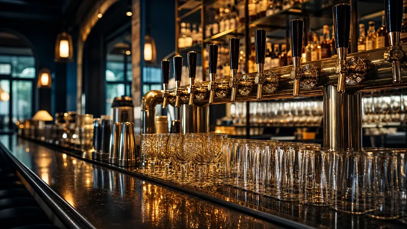 Tap handles and glassware on a polished bar, Kansas Liquor License Guide