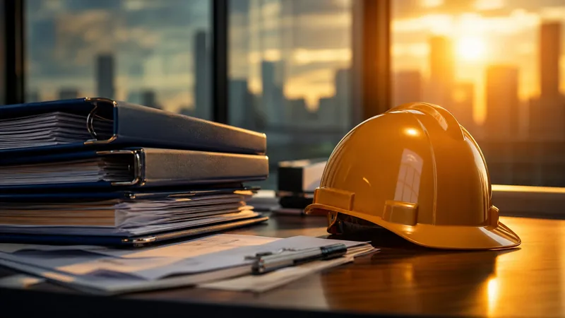 Payroll binders and a hard hat on a desk, Kansas Employer Registration